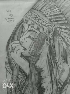Girl Native American Sketch
