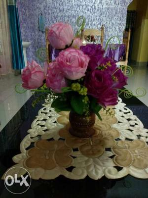 Pink And Purple Petaled Flowers Table Decor