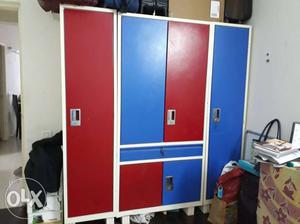 Red And Blue steel 4 doors Wardrobe