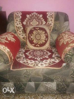 Red And White Floral Sofa Chair