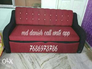 Red And White Wooden Framed Sofa