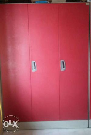 Red Wooden 3-door Wardrobe