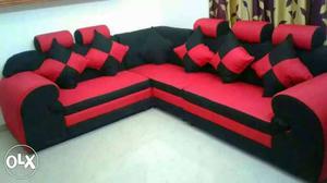 Red and Black corner sofa