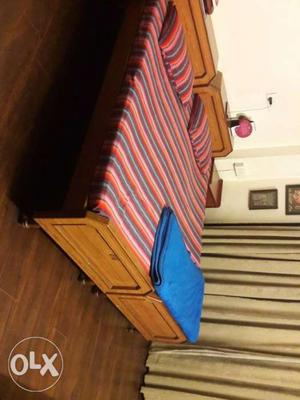 Teak king sized bed with matress