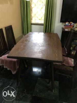 Teak wood Brown Dining Table With 4 Chairs