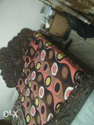 Teak wood bed with famous Saharanpur carving
