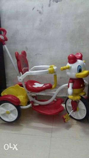 Toddler's White And Red Push Trike