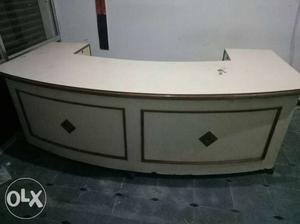 White And Brown Wooden U Desk