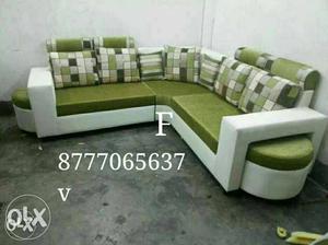 White And Green Sectional Couch