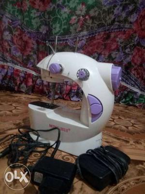White And Purple Mini Sewing Machine
