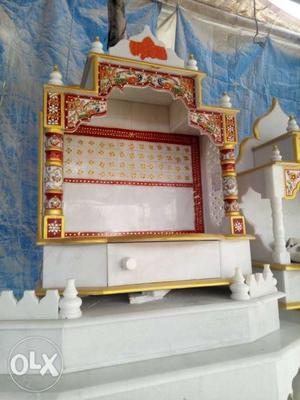 White And Red Puja Ghar Altar