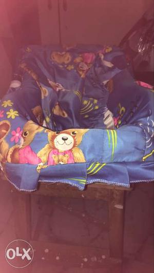 Baby's Blue And Brown Bear-printed Carrier