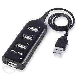 Black 3-port USB Cable
