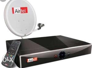 Black AirTel Digital Satellite Receiver With Parabolic