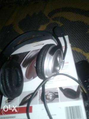 Black And White Corded Headphones