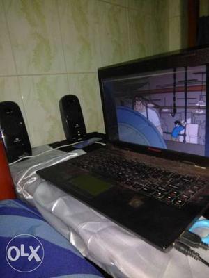 Black Laptop Computer With Two Audio Speakers