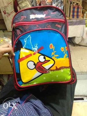 Black, Red, And Yellow Angry Birds Backpack
