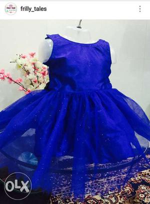 Blue High Low Party Wear Dress Size 1-2 years For