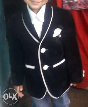 Boy's Black Shawl Lapel Suit Jacket