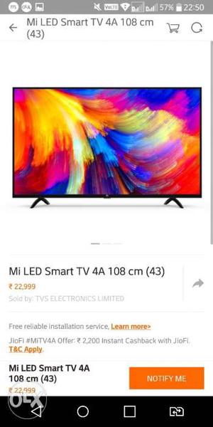 New Mi Led Tv boxed pack with bill in 43 inch