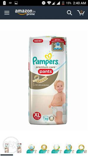 Pack of 2 pamper pants xl size 44 count. mrp 