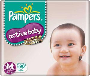 Pampers Active Baby Diapers Taped Medium Size (90 pcs)