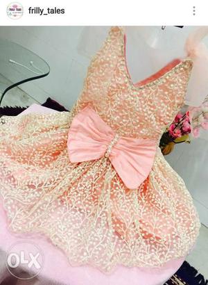 Peach Tulle Dress With Bow Size 1-2 years For more