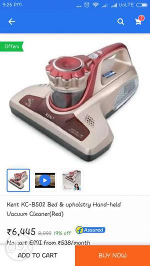 Red And Grey Kent KC-B502 Handheld Vacuum Cleaner used