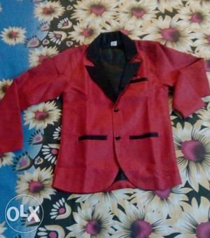 Red coloured jute material blazer for  years