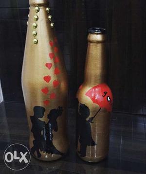 Two set of colur bottle of couple love..acrylic