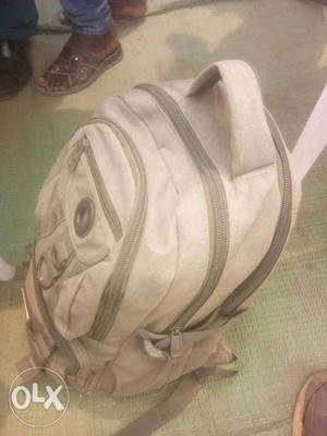 White And Gray Backpack