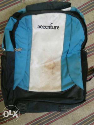 White, Black, And Blue Accenture Backpack