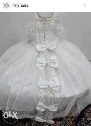 White Frilly Bow Gown Size 2-3 years For more