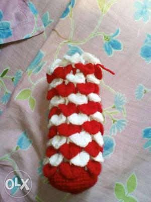 White,and red baby bottle cover