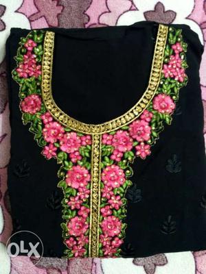 Brand New Women's Black, Pink, And Green Floral Dress