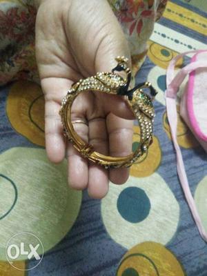 Encrusted Stone Gold-colored Bracelet
