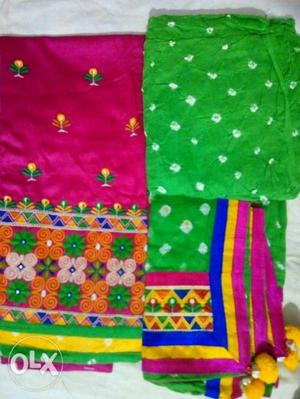 Fine (New) handicraft cotton silk Bandhini dress Materials.