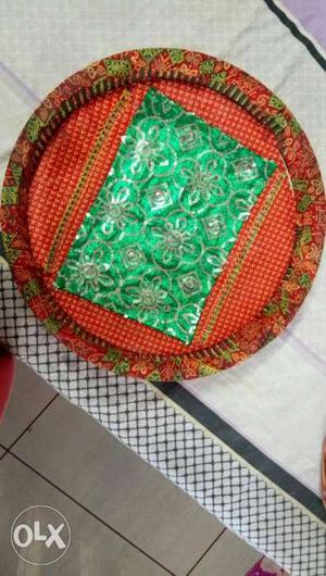 Green And Red Floral Pet Bed