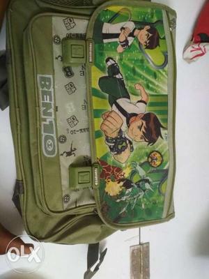 Green And White Floral Print (Ben 10) high quality bag