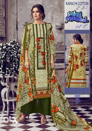 Karachi cotton dresses with cotton dupatta