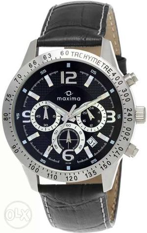 Maxima brand Chronograph Watch With Black Leather..