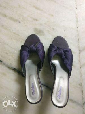 Pair Of Purple Slide Heeled Sandals