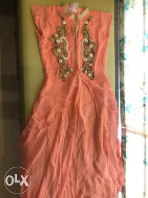 Peach colour gown