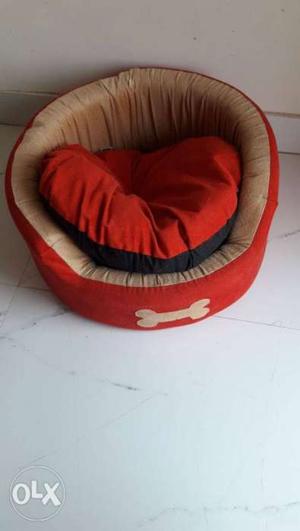 Red And Beige Pet Bed