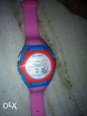Red And Blue Digital Watch