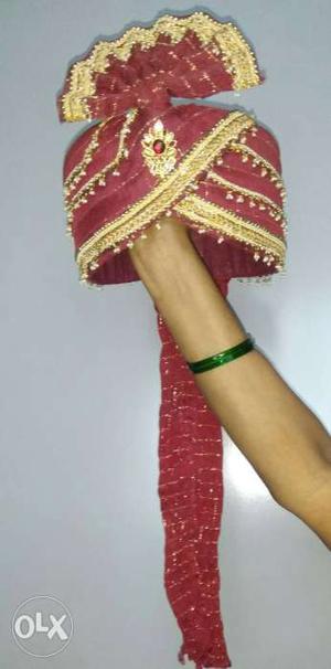 Red And Gold Wedding Turban