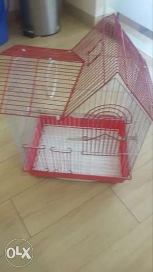 Red Metal Wire Birdcage