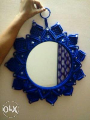 Round Mirror With Blue Frame