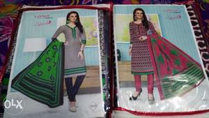 Two Women's Gray And Pink Kurti Traditional Dresses With