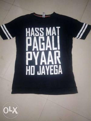 White And Black Printed Quote T-shirt